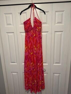cameo Pink & Yellow Halter Maxi Dress